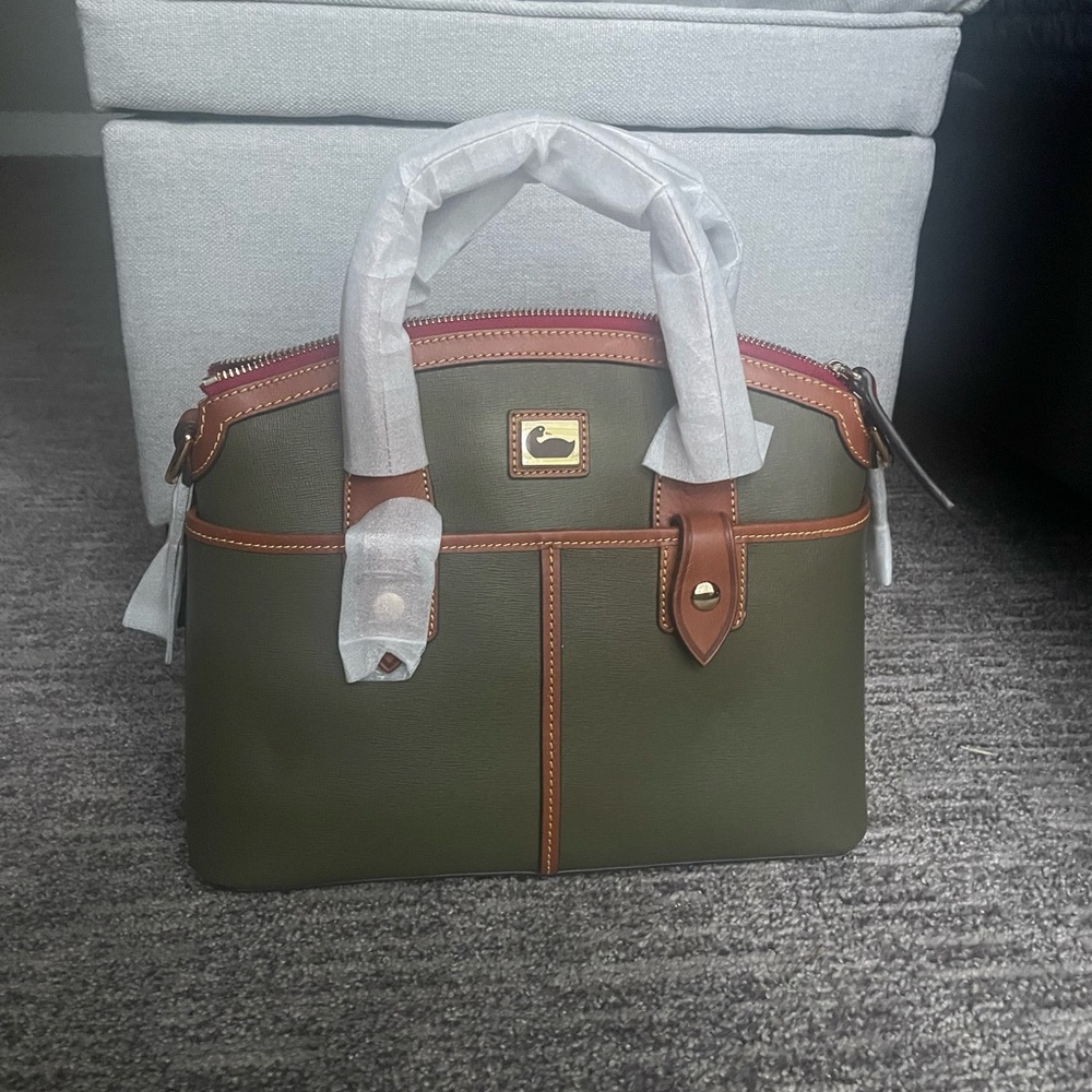NEW Dooney & Bourke Camden Saffiano Leather Domed Satchel in Olive